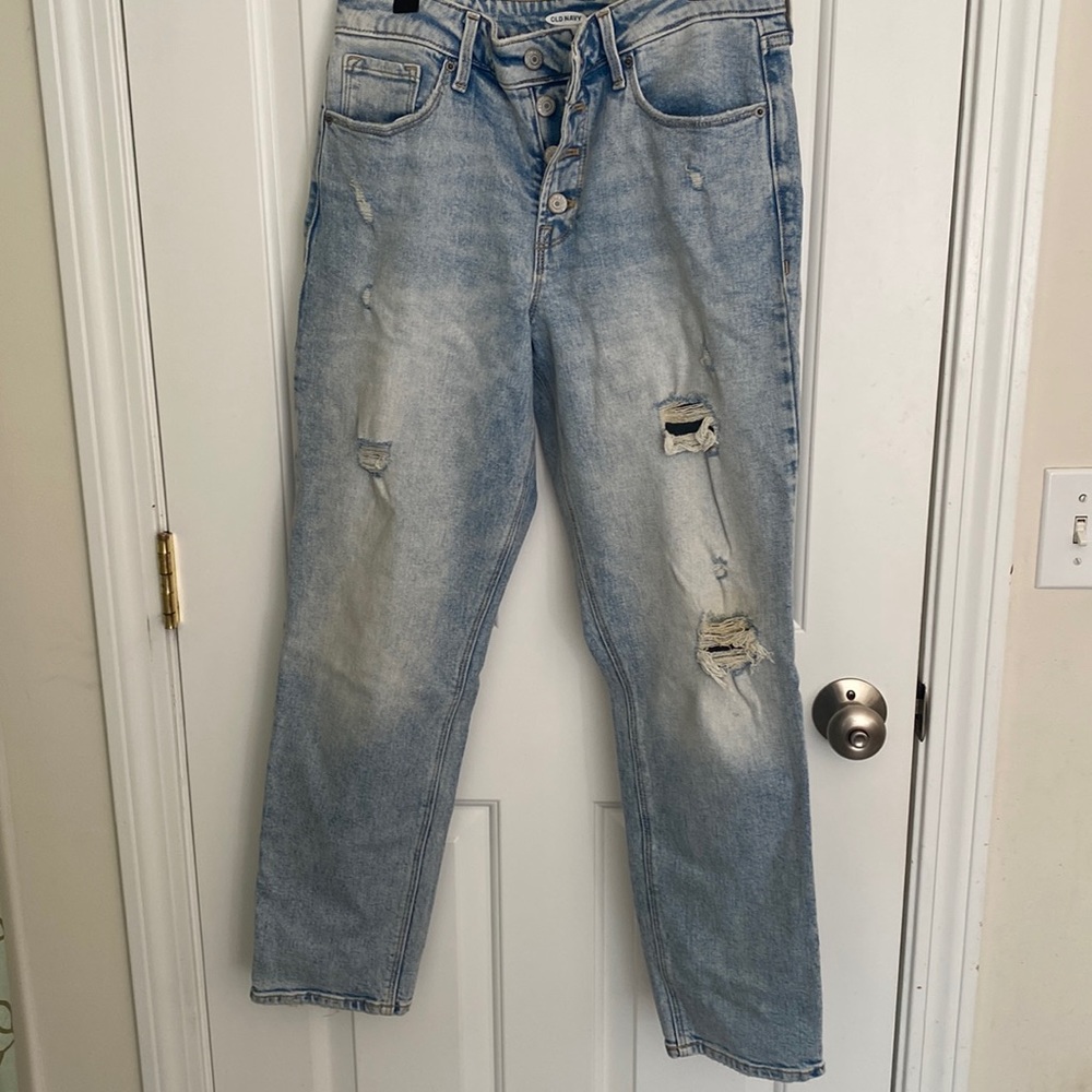 Old Navy jeans light blue size 12 power, slim, straight high rise, worn once